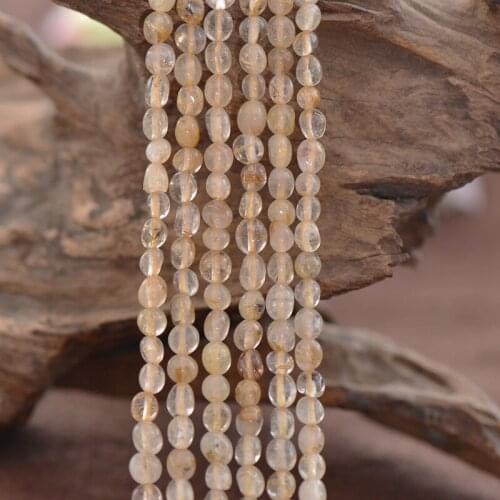 Joanlyn Natural Gold Rutilated Quartz Beads NOT Dyed 5X6mm Irregular Shape 15 Inch Strand RQ37