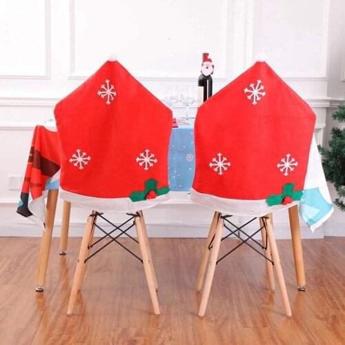 NHBR Christmas Chair Covers Tablecloth Santa Chair Back Covers Chair Covers for Home Dinner Table Chairs Decoration