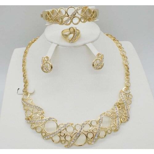 2018 NEW 4SETS Hot sale dubai gold plat High quality Fashion jewelry set Africa wedding women jewelry set earring