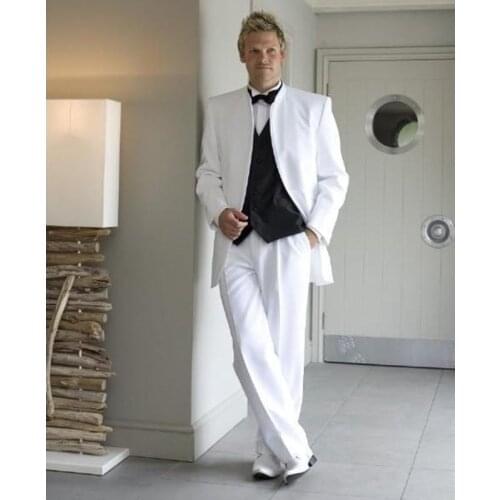 New Arrival Mens Suits For Wedding Stand Collar Grooms Tuxedos Three Piece Slim Fit Groomsmen Suit Mens & Blazers