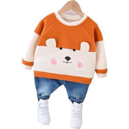 New Autumn Winter Baby Boy Girl Clothes Suit Children Thick Cotton T Shirt Pants 2Pcs/set Toddler Casual Costume Kids Sportswear