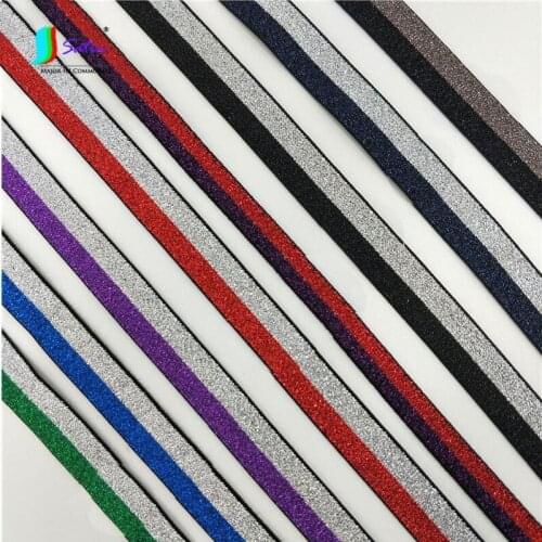 Shoe Hat Sports Clothes Edge Sew Decorate 50 Yard Width 10mm,15mm Narrow Stripe Color Patchwork Purl Glitter Elastic Band A0128L