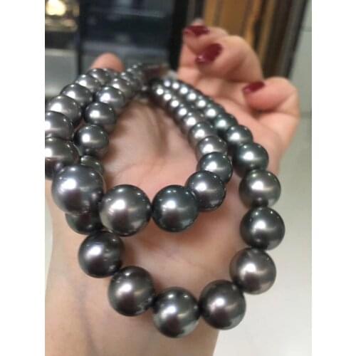 D109 Fine Jewelry Natural Tahiti Ocean Black Pearls 8.5-12mm Tahitian Peals Necklaces for Women Fine Pearls Necklaces