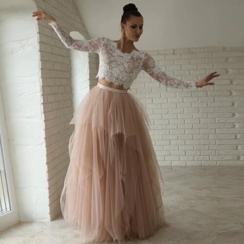 Layered Puffy Tulle Skirt Smoke Pink Peplum Skirt Elegant Long Skirt Elegant And Plain Bridesmaid Skirts Wedding For Women