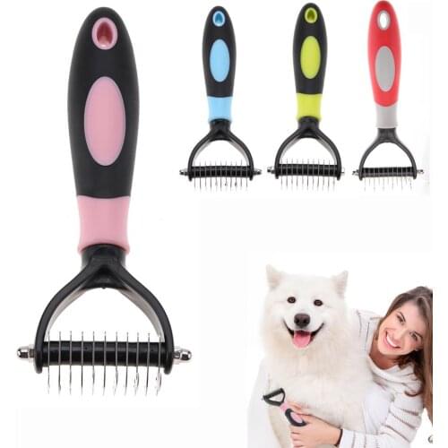 Pet Fur Knot Cutter Dog Grooming Shedding Tools Pet Cat Hair Removal Comb Brush Double sided Pet Products
