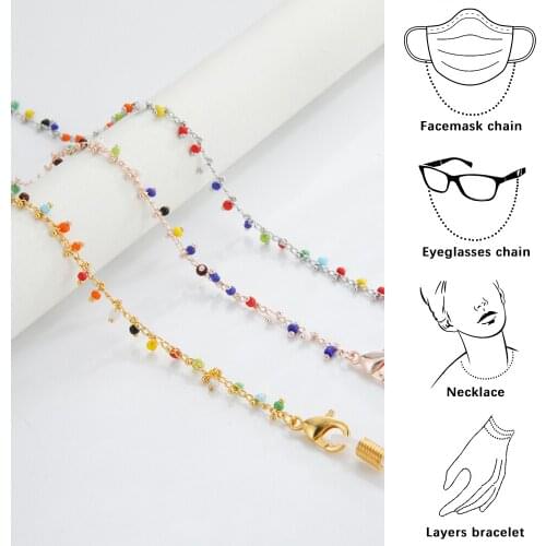 Teamer Colorful Beads Mask Chain Holder for Women Sunglasses Lanyards Eyeglass Reading Glasses Chain Mask Strap Necklace