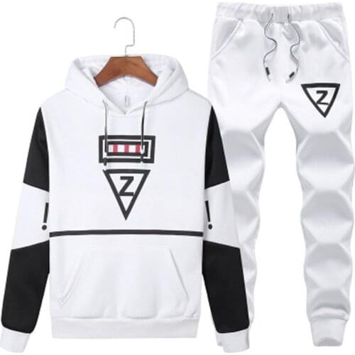 Sweatshirt Set Men Hoodie 2020 Polyester Print Fashion Pullover Sportswear Suit Casual Battery Pattern Teenager Clothing On Sale