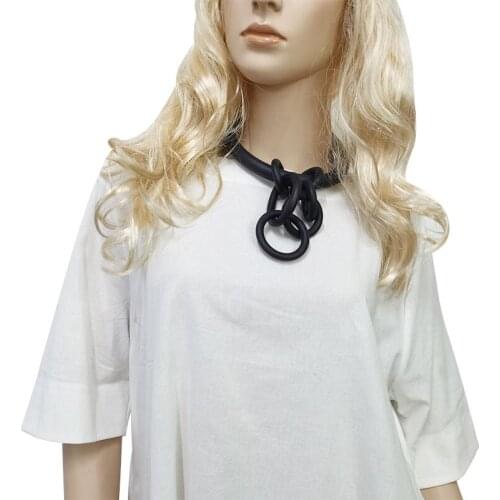 YD&YDBZ New Style Leather Rubber Cross Circle Short Necklace Women Punk Sweater Accessories Choker Jewelry Necklaces Chains