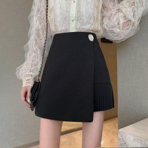 Woman Skirts Black Skirt Womens Autumn Irregular Skirt High Waist Skirt A- Line Skirt Mujer Faldas Saias Mulher