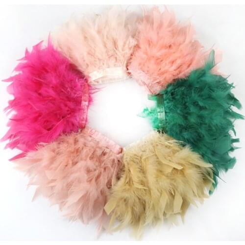 1 Meter/Lot Turkey Feathers Trim Fringe 10-15 CM Fluffy Plumes Ribbon For Crafts Needlework DIY Wedding Clothes Decoration Decor