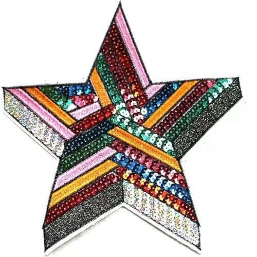 1 Piece Colorful Sequins Star Patches for Clothes Bag DIY Sewing Accessories Fashion Stars Embroidery Applique Decorative Patch