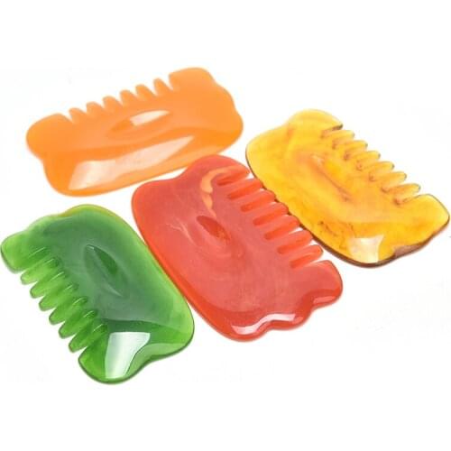 1PCS Natural Guasha Stone Board Resin Massage Comb Gua Sha Plate Head Massager Scraper Tools Healthy Care