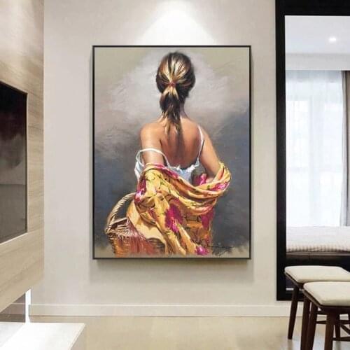 100% Hand Painted High Quality Character Woman Back Abstract Wall Decor Oil Painting on Canvas Living Room Large Size No Frame