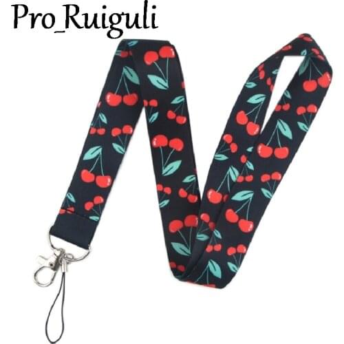 30pcs Cherry Neck keychain necklace webbings ribbons Anime Cartoon Neck Strap Lanyard ID badge holder Keychain Lanyards DIY Hang