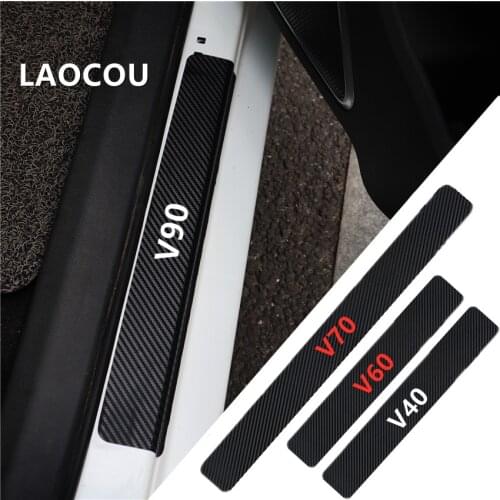 4Pcs Car Styling door threshold carbon fiber sticker Decoration For Volvo S40 S60 S90 S80 XC40 XC60 XC70 XC90 V40 V60 V70 V90