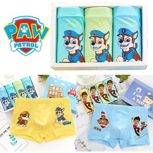 4Pcs/Set Fashion Paw Patrol Childs Printed Underpants Chase Rocky Marshall Underwear Boys Christmas New Year Gift Shipping Free