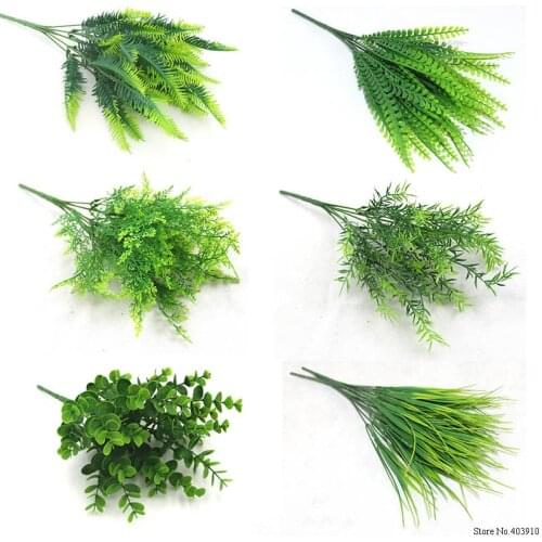 7 Fork water grass Eucalyptus Plastic Artificial Plants Green Grass plastic flower Plant Wedding Home Decoration Table Decors