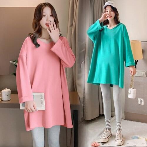 7057# Maternity Clothes Spring Autumn Cotton Maternity Tops Clothes for Pregnant Women Casual T Shirt Dress
