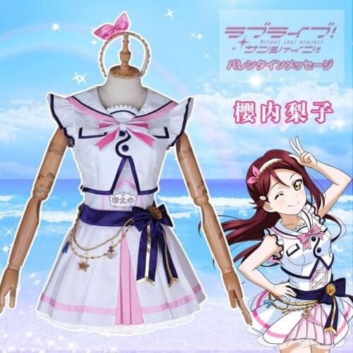 Anime cosplay Love live Aqours Sakurauchi Riko 6th anniversary party costume lolita sailor suit A