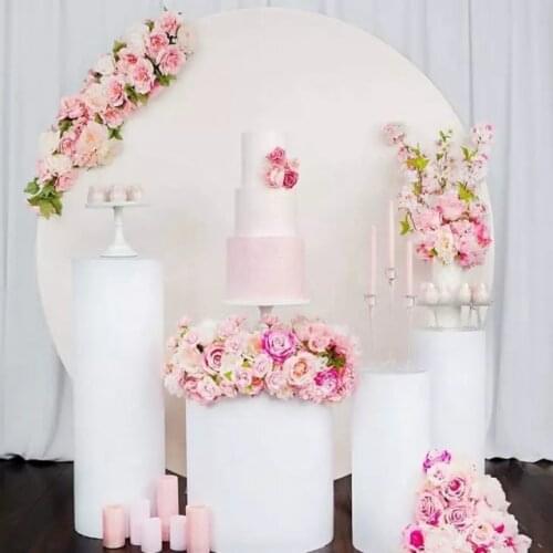 No big circle)High Quality White Round PVC Iron Plinth & Backdrop Wedding Display Stand sunyu2564