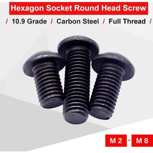 4-80 PCS Hexagon Socket Pan Head Screw M2 M2.5 M3 M4 M5 M6 M8 Round-Head Bolts Carbon Steel Grade 10.9 Match With Hex Wrench