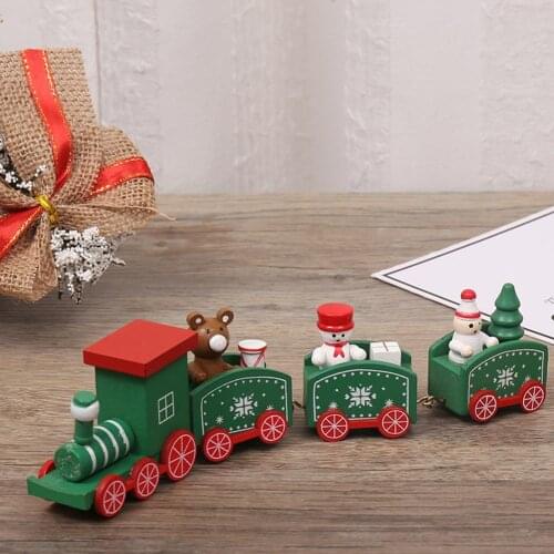 Mini Wood Christmas Train Model Gift Christmas Train Sets Xmas Tree Deer Snowman Santa Train Model Toys Kids Christmas Decor
