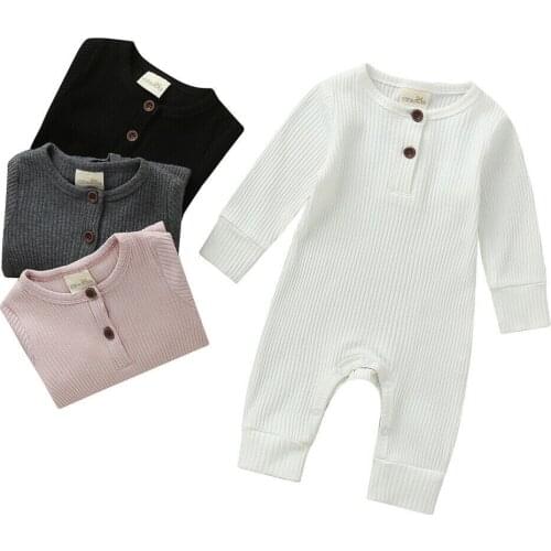 Pudcoco Baby Spring Autumn Clothing Newborn Infant Baby Boy Girl Cotton Romper Knitted Ribbed Jumpsuit Solid Clothes Warm Outfit