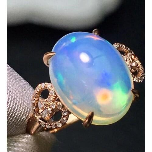Opal Ring Fine Jewelry Pure 18 K Gold Jewelry 18 Karat 100% Natural Opal Gemstones 5.6ct Female Rings for Women Fine Ring