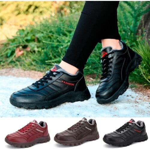 Winter Running Shoes For Men Warm Fur Platform Waterproof Women Sneakers Outdoor Lace Up Man Sports Shoe Snow Boots Soft Walking