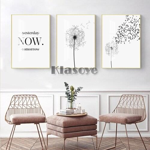 Motivational Saying Text Typography Art Prints Poster Black White Minimalist Dandelion Wall Hanging Stickers Bedroom Home Decor