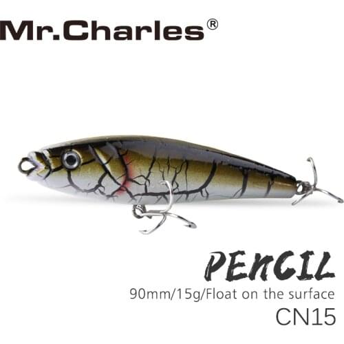 Mr.Charles CN15 Fishing Lures 90mm/15g Shad Floating Quality Professional Pencil Hard Bait 3D Eyes Crankbait