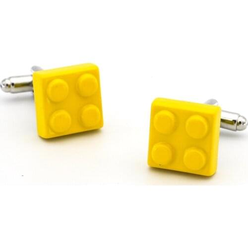 Mens Building Blocks Cuff Link Copper Material Yellow Color