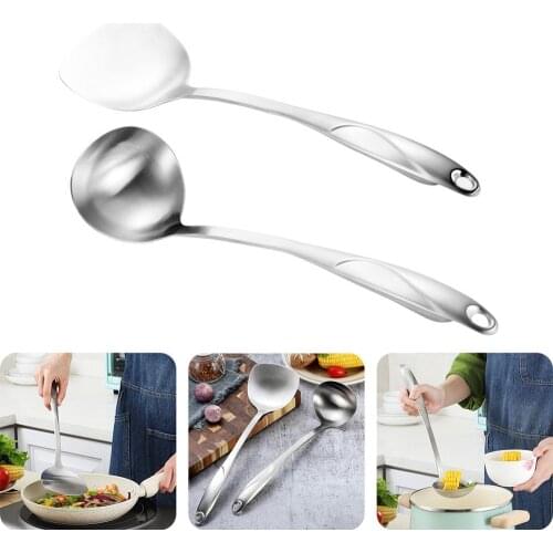 Kitchen Spatula14.2" Ladle13" Set Stainless Steel Long Handle with Hanging Hole soup ladle sturdy durable Fast delivery support