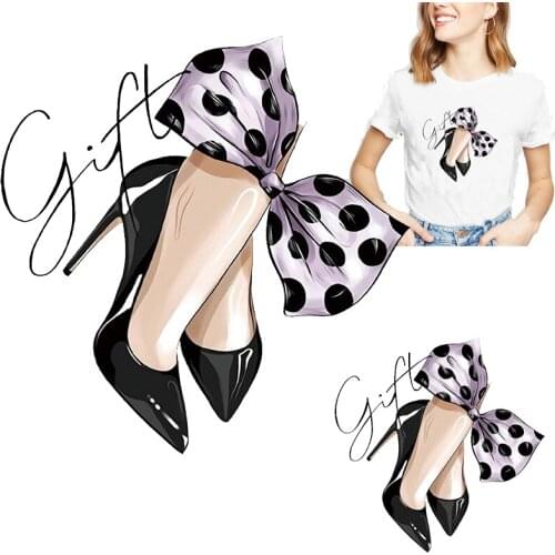 High heels stickers iron on transfers for clothing iron on transfer patches on clothes women T shirt dress patch badge washable
