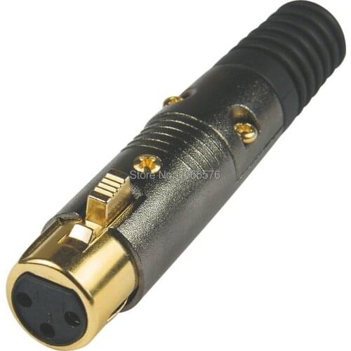Wholesale 10 pcs/lot 3-Pin Female XLR Mic Microphone Premium Audio Cable Plug Gold Connector Jack
