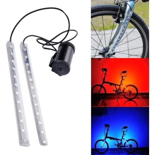 Outdoor MTB Mountain Bicycle Fork Strip Light Bar 12 LED 8 Modes Waterproof Wheel Lamp Frame for Front Rear Night Lights tool