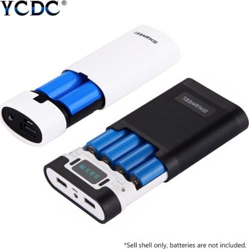 Portable Dual USB DIY Powerbank Case 2/4x18650 Battery LED Lights Charging Digital Display Power Bank Shell Kit External Charger