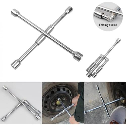 Durable Socket Wrench Cross Wrench 4 Way Folding Wrench Car Repair Tools Tyre Remover Mounting Spanner