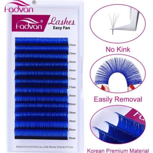 5 Color Easy Fans False Lashes Extensions Fake Eyelashes Red Blue Green Eyelash Extension Handmade