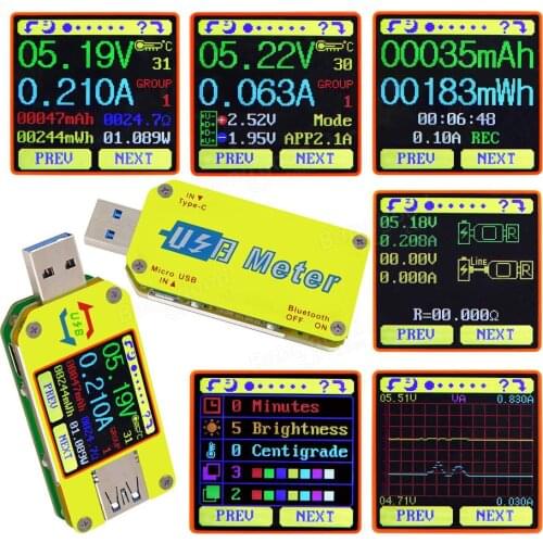 UM34C For APP USB 3.0 Type-C DC Voltmeter Ammeter Voltage Current Meter Battery Charge Measure Cable Resistance Tester