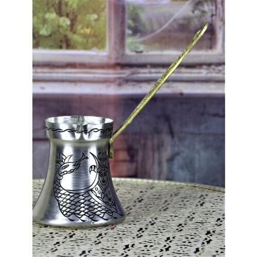 Engraved Basilisk Thick Copper Coffee Pot 450 Ml (1268)