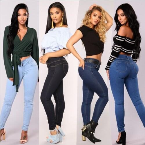 Women Jeans Push Up Pencil Denim Pants Ladies Vintage High Waist Jeans Casual Stretch Skinny Mom Jean Slim Femme Plus Size