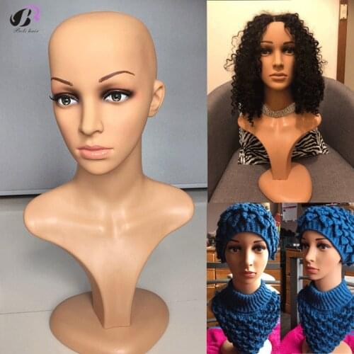 Female PE Mannequin Head Wigs Hats Cap Glasses Headphone Display Model Stand Window Mannequin Head