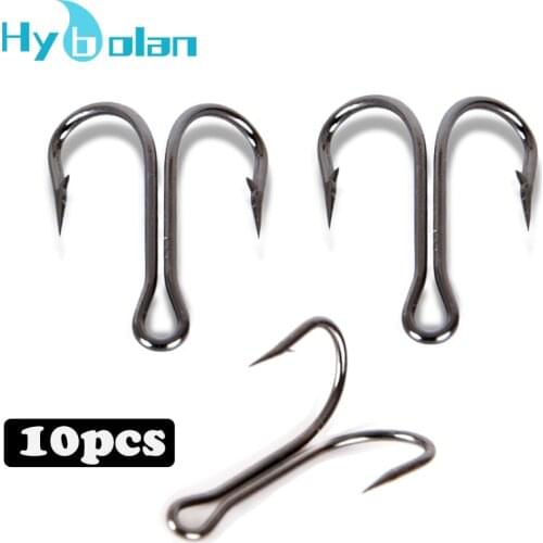 10pcs Double Fishing Hook Fly Tying Duple Hook Bass Weedless Carbon Steel Crank Barbed Jig Fishhook for Soft Lure Accessories