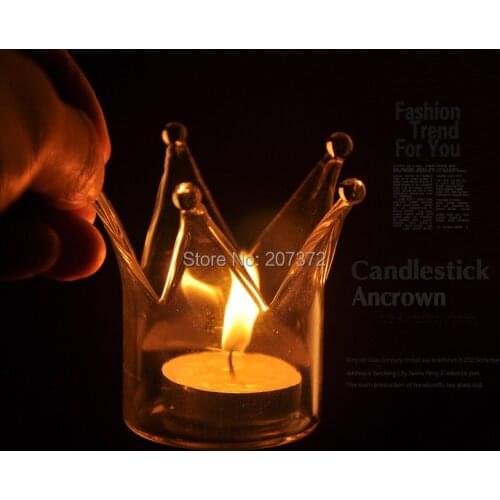 2PCS/LOT Good Quality D5*7CM Clear Crystal Glass AnCROWN Candle Holders For Wedding Decoration,Party Decoration, Free Shipping