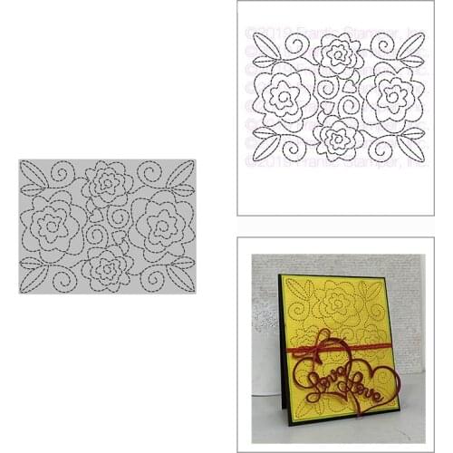 2021 New Stitched Rose Flower Background Metal Cutting Dies for DIY Scrapbooking and Card Making Paper Craft Embossing No Stamps