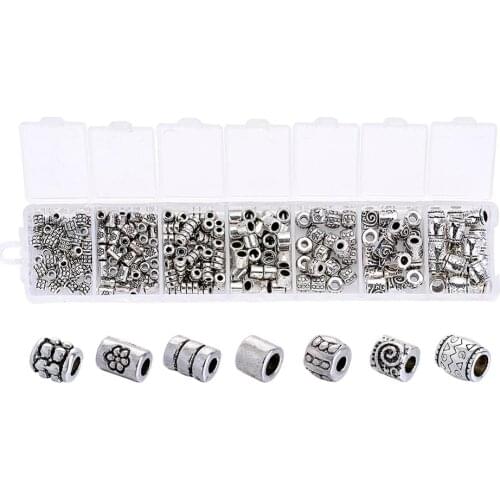 260pcs/box Tibetan Alloy Tube Spacer Beads Mixed Antique Silver Color forJewelry Making Necklace Bracelet Handmade Findings