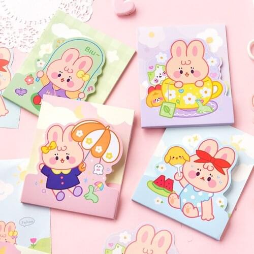 64pcs/cute cartoon bunny daily double memo pad book marker message DIY bullet diary Japan kawaii sticky note stationery