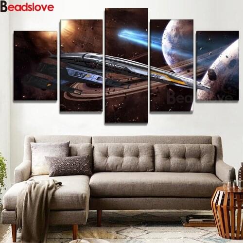 DIY 5D Diamond Painting Multi-picture diamond Embroidery 5 Panel Deep Scout Star Alliance Spaceship Full Drills wall Decor