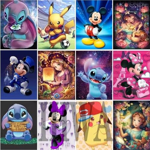 Disney Diamond Painting Stitch Poster Full Square/Round DIY Diamond Cartoon Portrait Mosaic Diamond Embroidery Home Decor